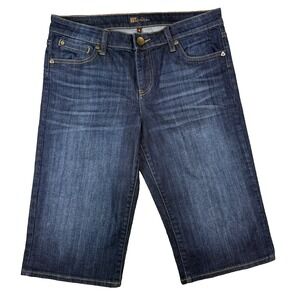 Kut From The Kloth Women's 8 Bermuda Jean Shorts Dark Wash Blue Denim Modest
